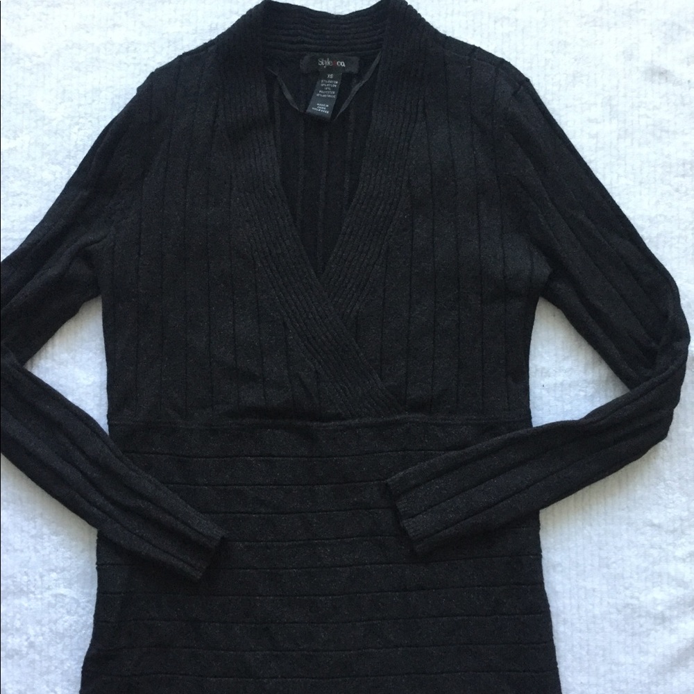 STYLE AND Company ribbed sweater silver thread XS